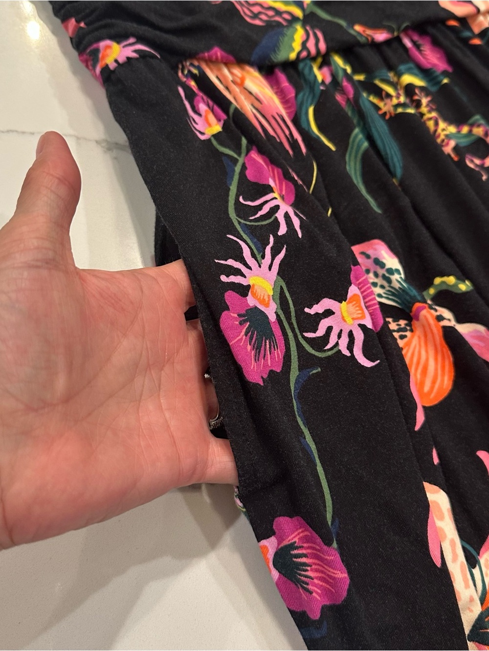 Soma Soft Jersey Sleeveless Maxi Dress XL Black Floral Tropical Resort Beach - Picture 8 of 11